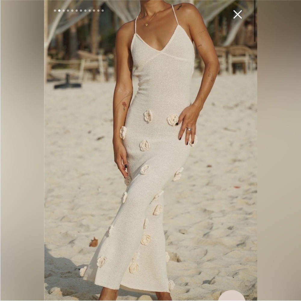 Meshki Suki Crochet Maxi Dress SMALL